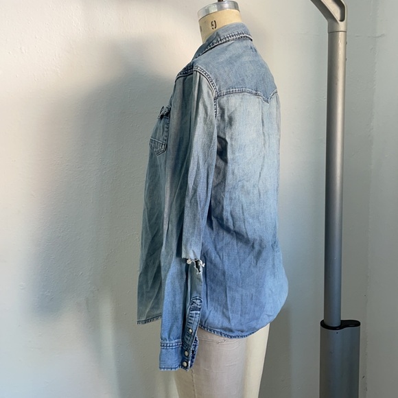 All Saints Denim Snap Button Top - Picture 5 of 9